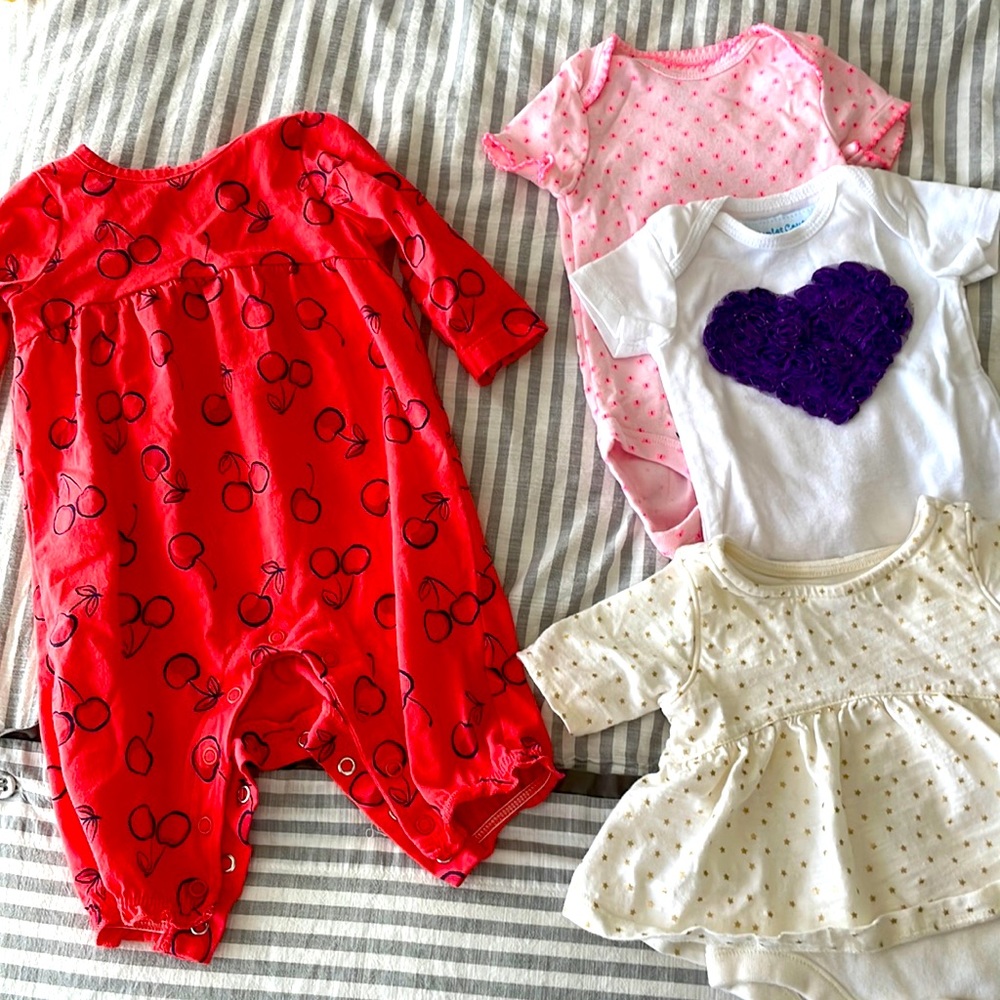 0-3 M spring girl onesies